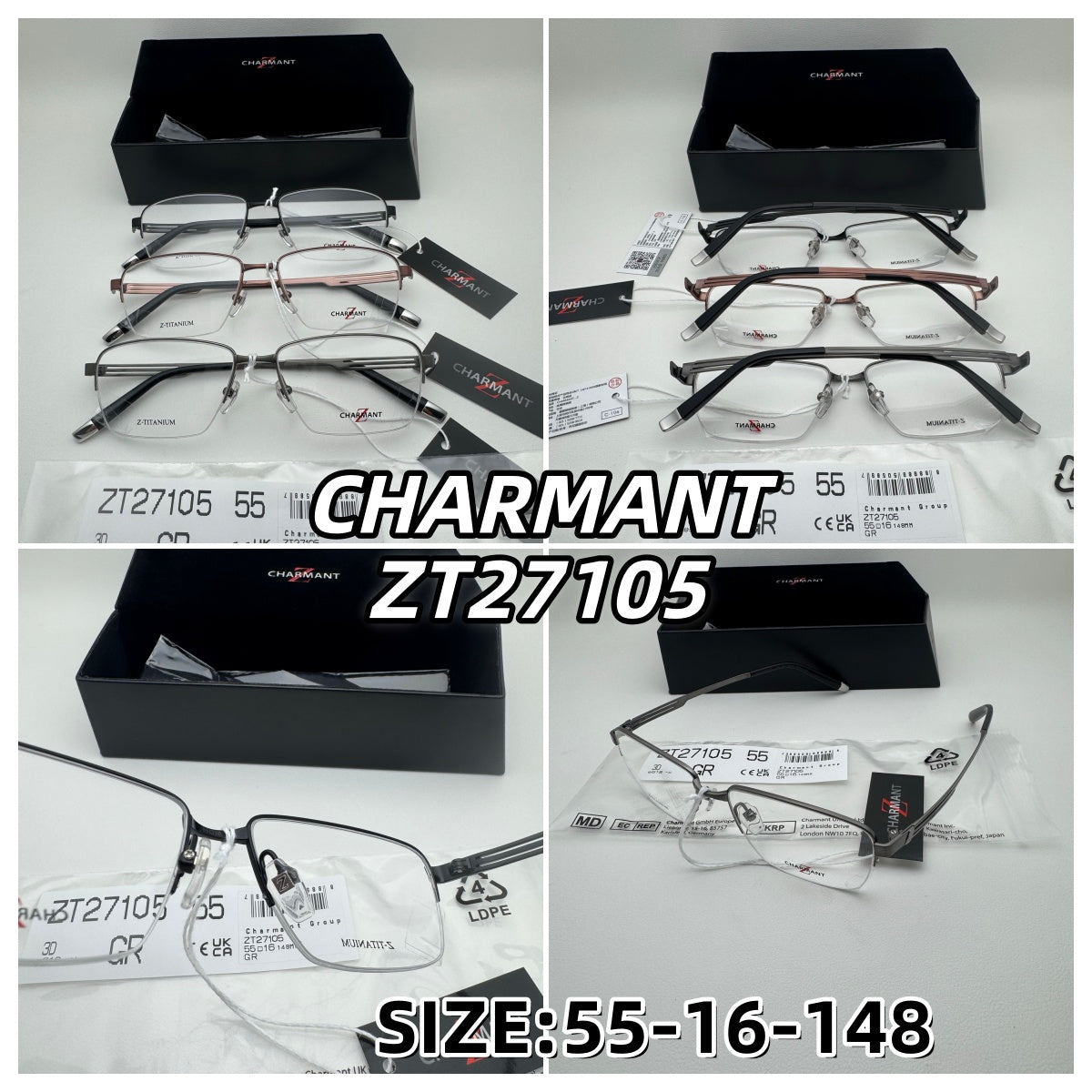 CHARMANT 眼鏡 ZT27105 尺寸55-16-148