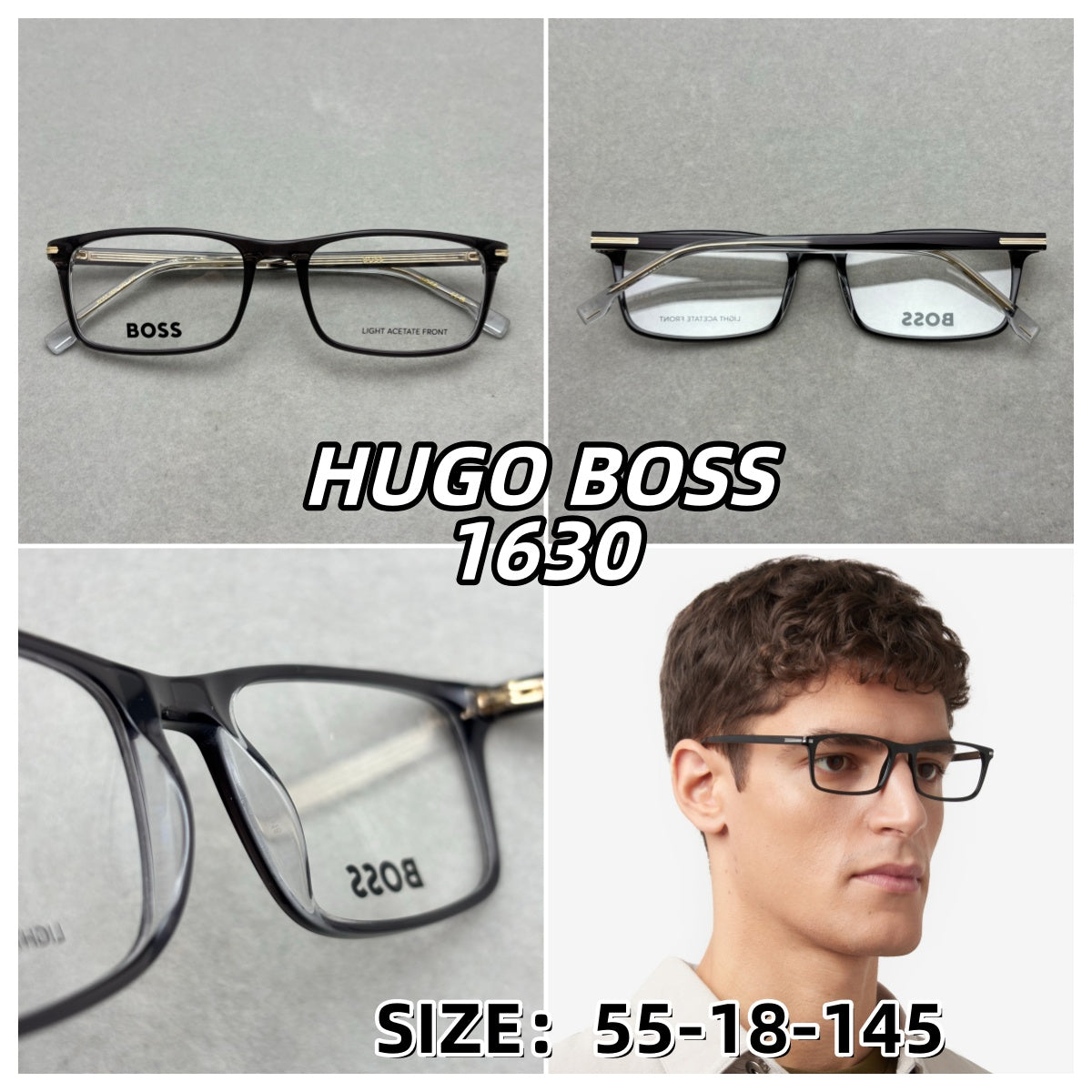 HUGO BOSS 1630 男女眼鏡 size：55-18-145總寬140框高38 ￥1180