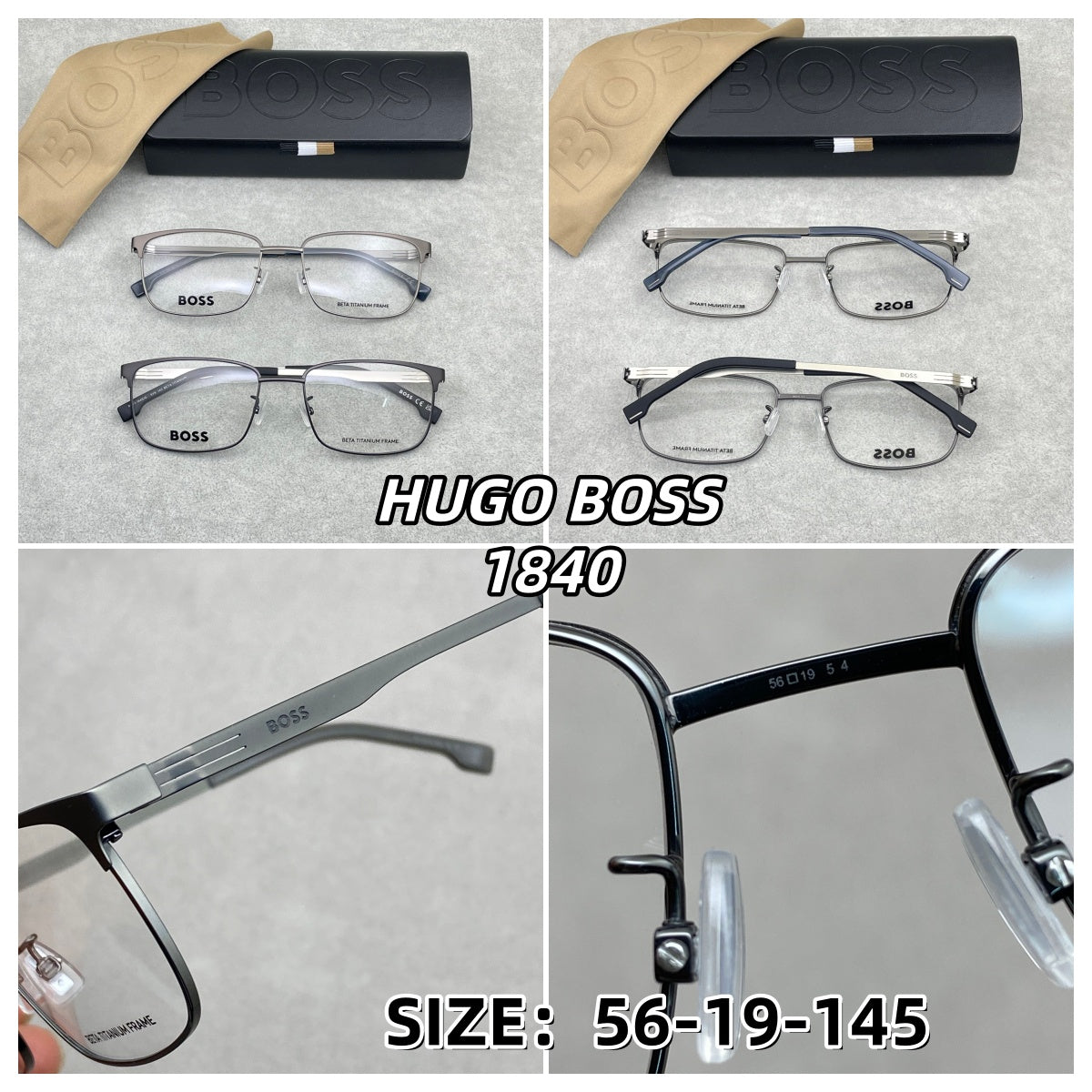 HUGO BOSS 1840 超輕薄的高端系列，鈦架系列，鈦腿超高韌性，獨立可調鼻托，舒適性更高，尺寸56-19-145