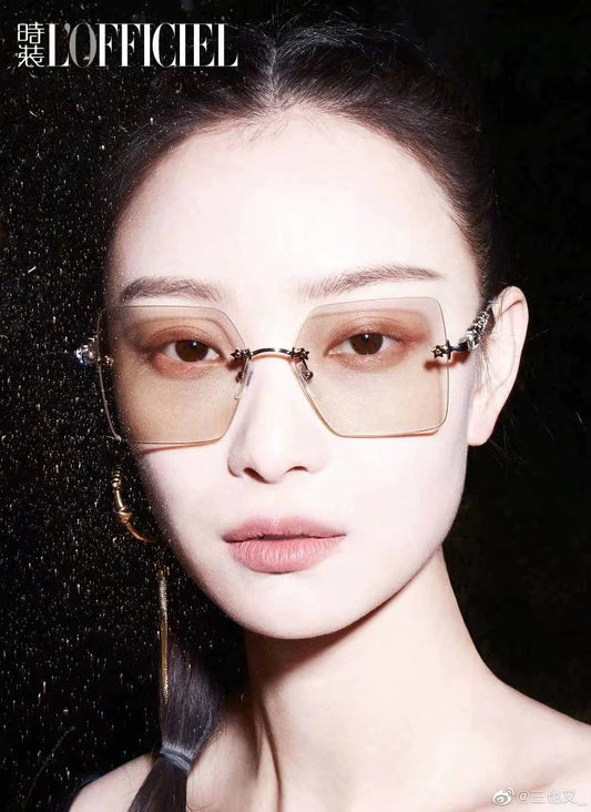 GUCCI GG0644S 女款無框太陽眼鏡 五角星鑲嵌水晶鑽石 size：56-16-140