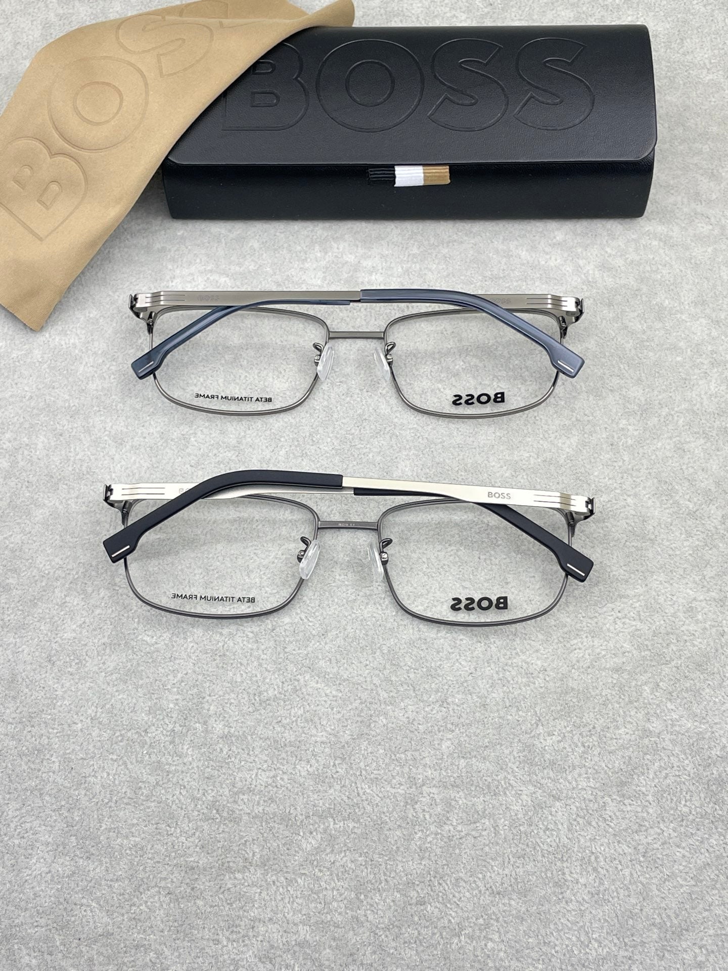 HUGO BOSS，鈦架系列， 獨立可調式鼻托，尺寸56-19-145