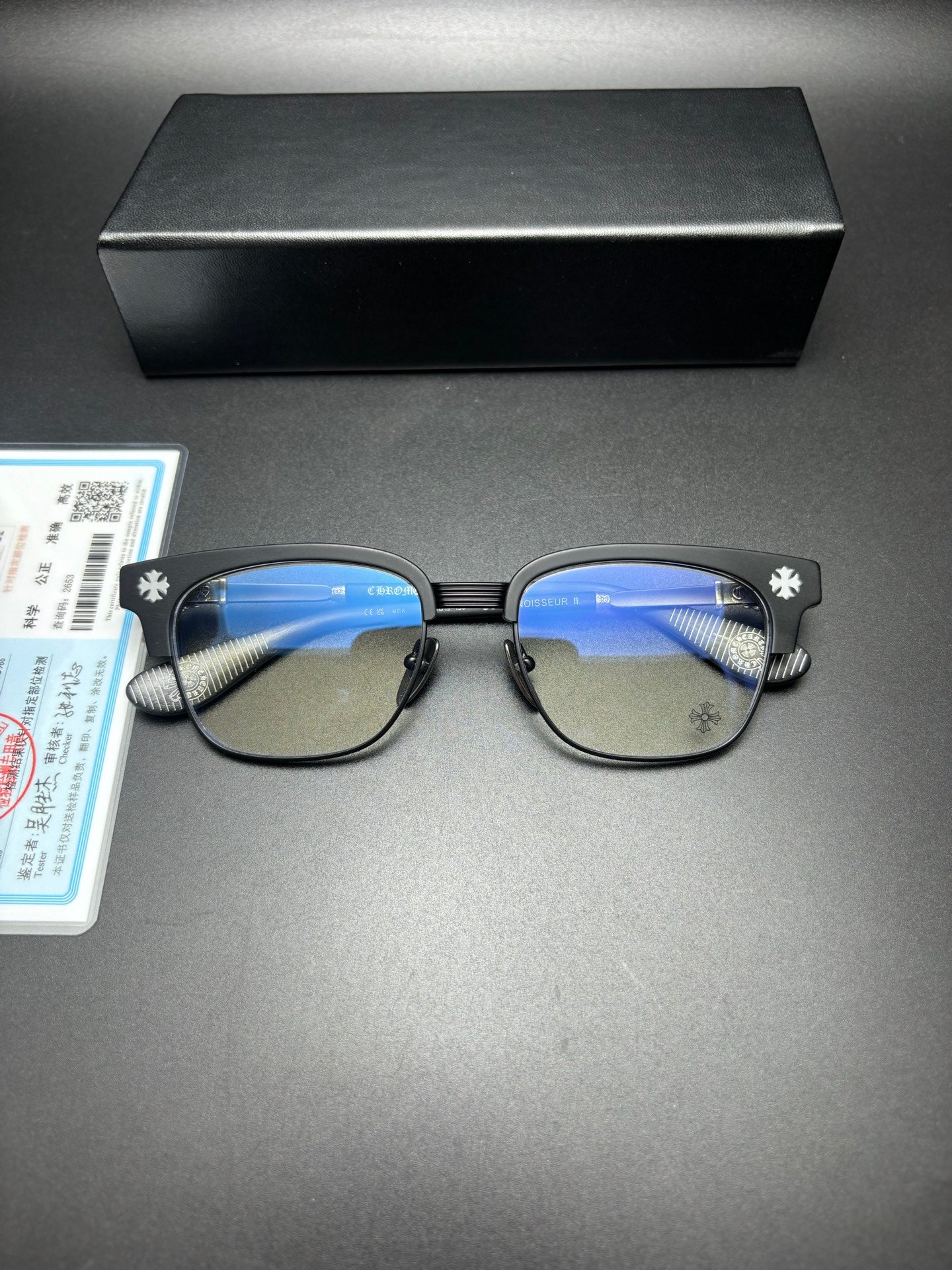 全新 Chromehearts BONENNOISSEUR II 925銀配件眼鏡 男女全框眼鏡 size：53-18-150