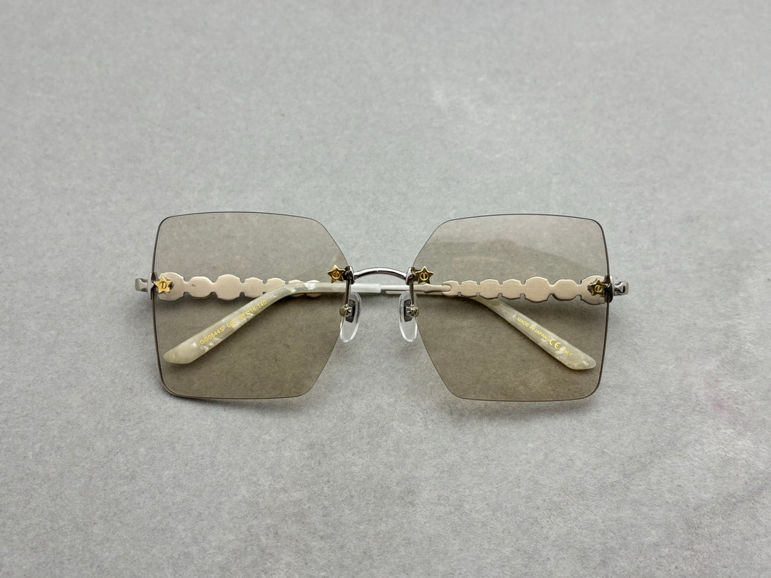 GUCCI GG0644S 女款無框太陽眼鏡 五角星鑲嵌水晶鑽石 size：56-16-140