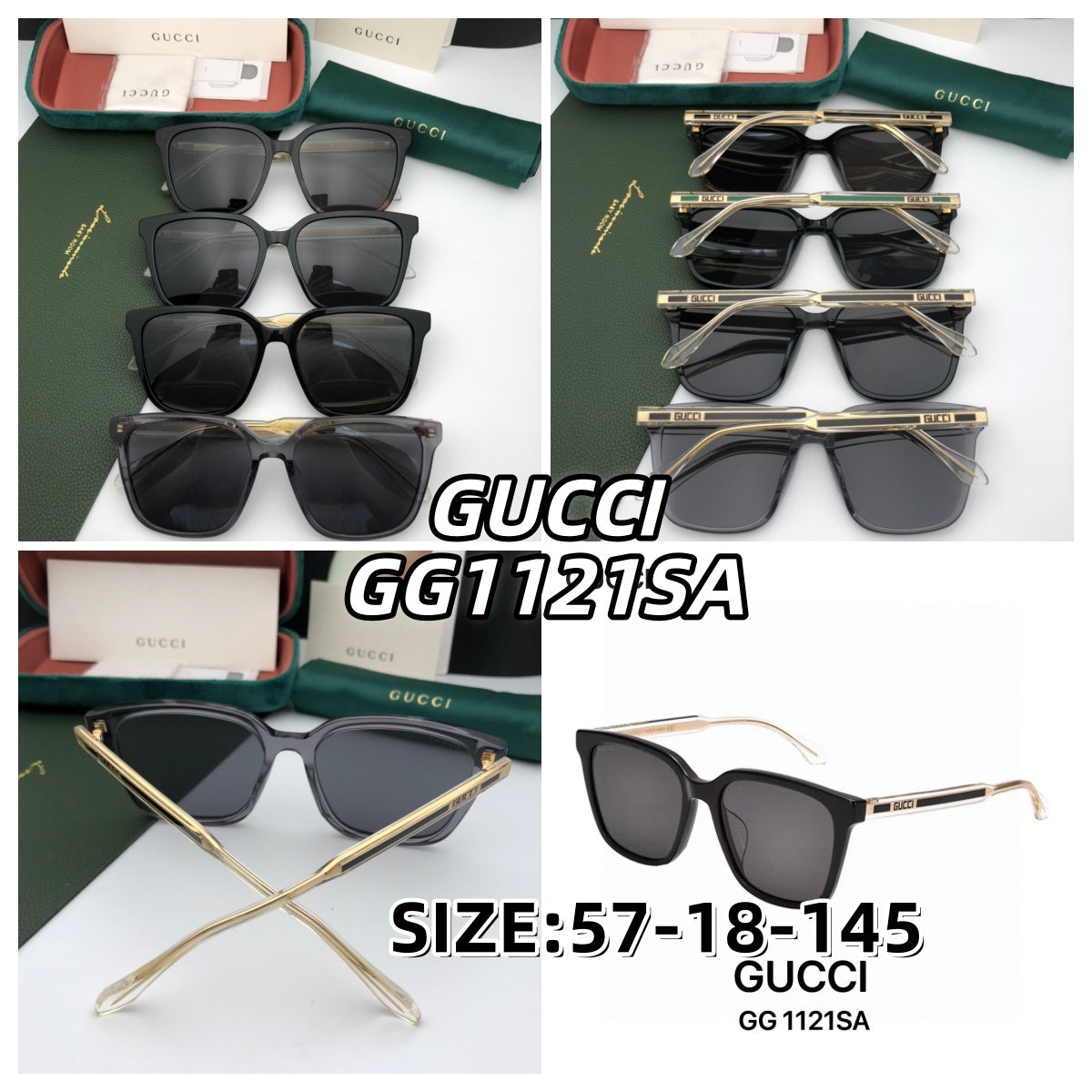 GUCCI 新款太陽眼鏡，GG1121SA，SIZE：57口18-145