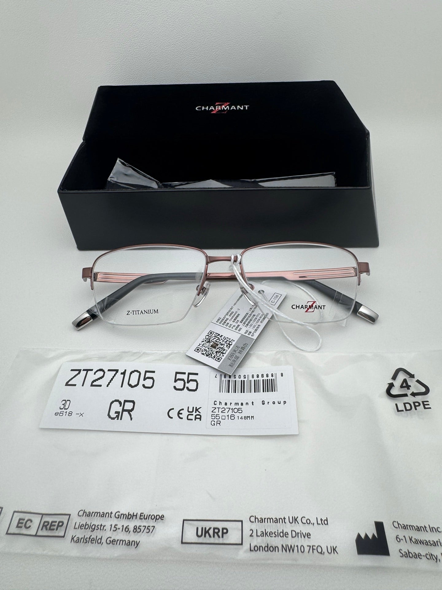 CHARMANT 眼镜 ZT27105 尺码55-16-148