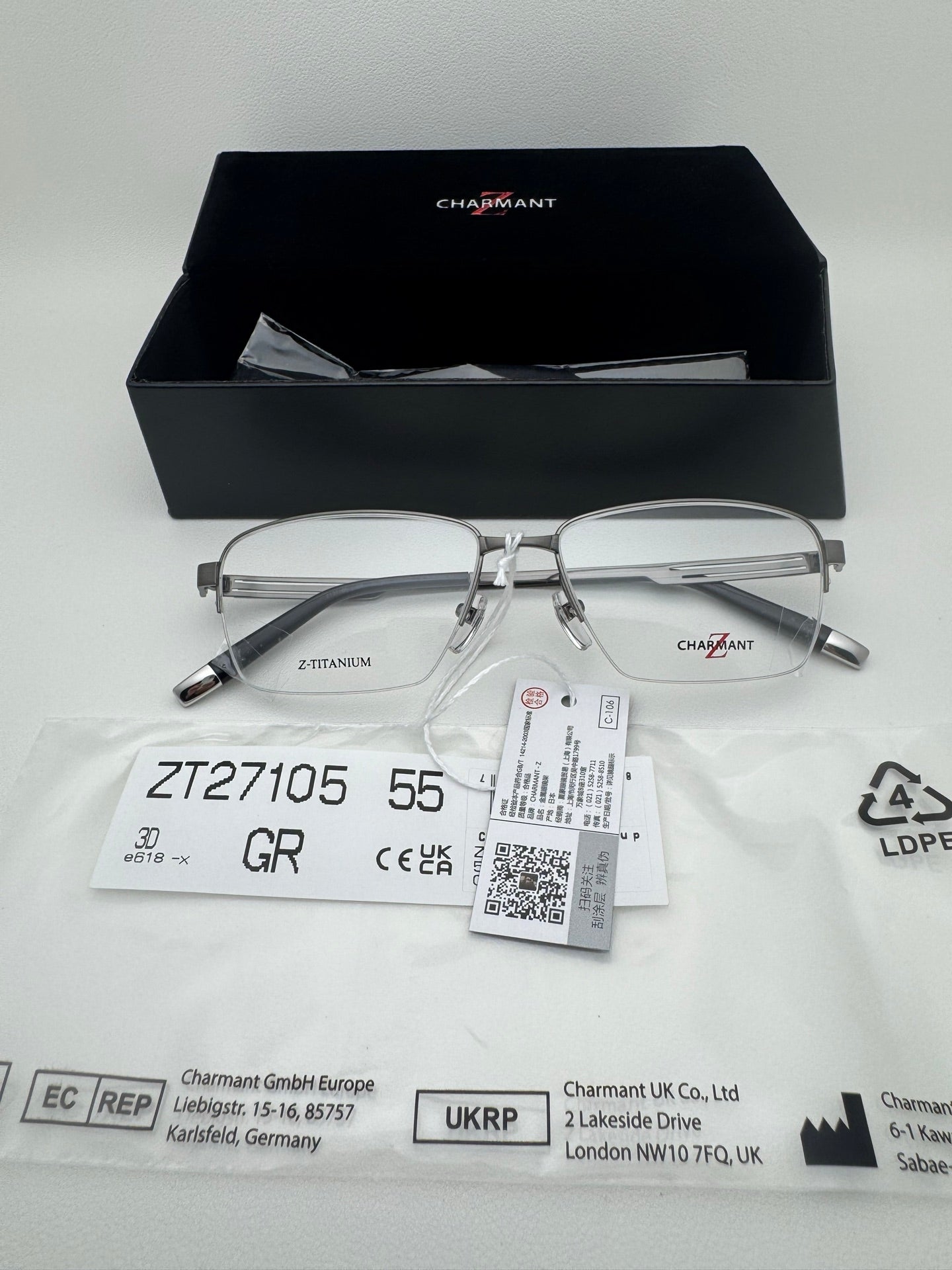 CHARMANT 眼镜 ZT27105 尺码55-16-148