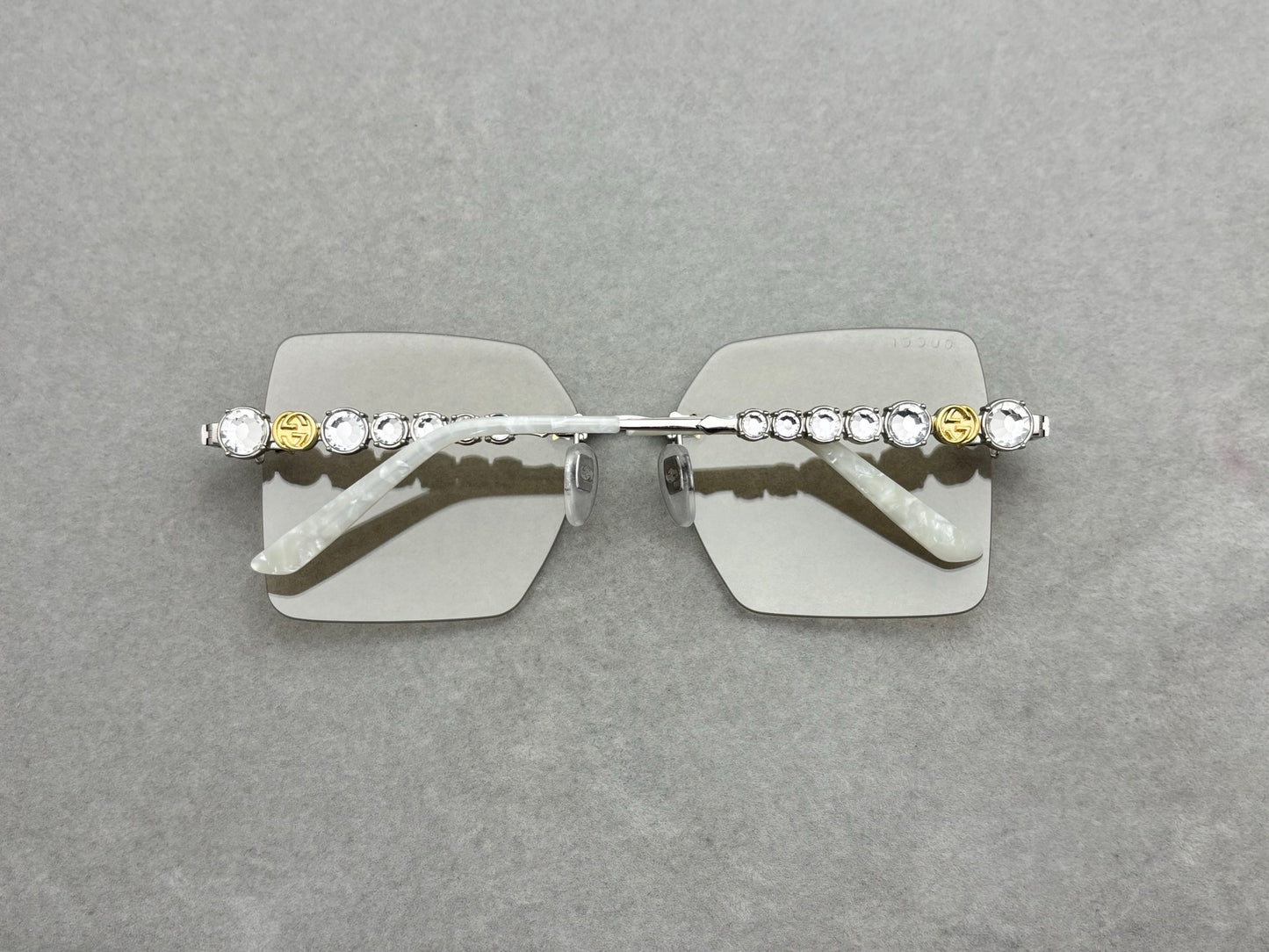 GUCCI GG0644S 女款無框太陽眼鏡 五角星鑲嵌水晶鑽石 size：56-16-140