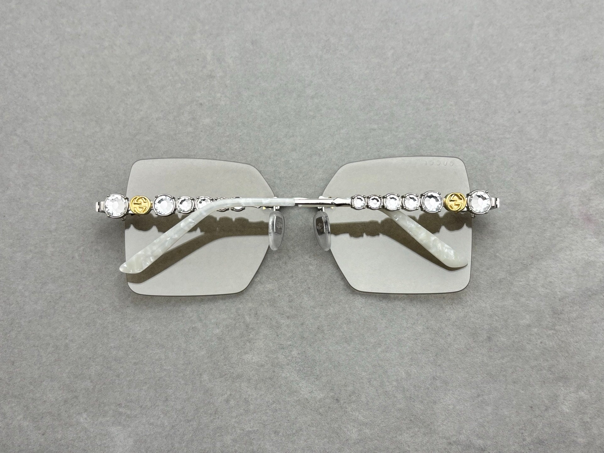 GUCCI GG0644S 女款無框太陽眼鏡 五角星鑲嵌水晶鑽石 size：56-16-140
