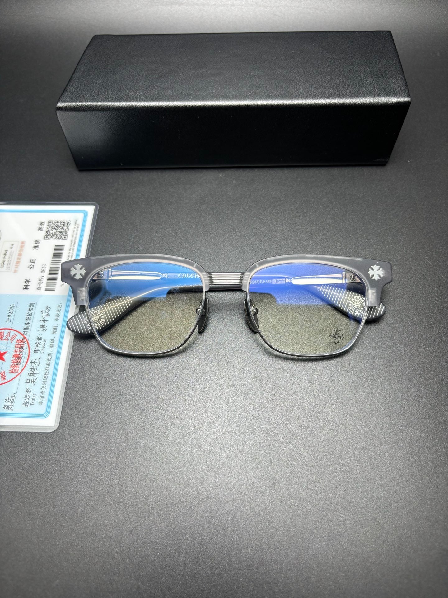 全新 Chromehearts BONENNOISSEUR II 925銀配件眼鏡 男女全框眼鏡 size：53-18-150